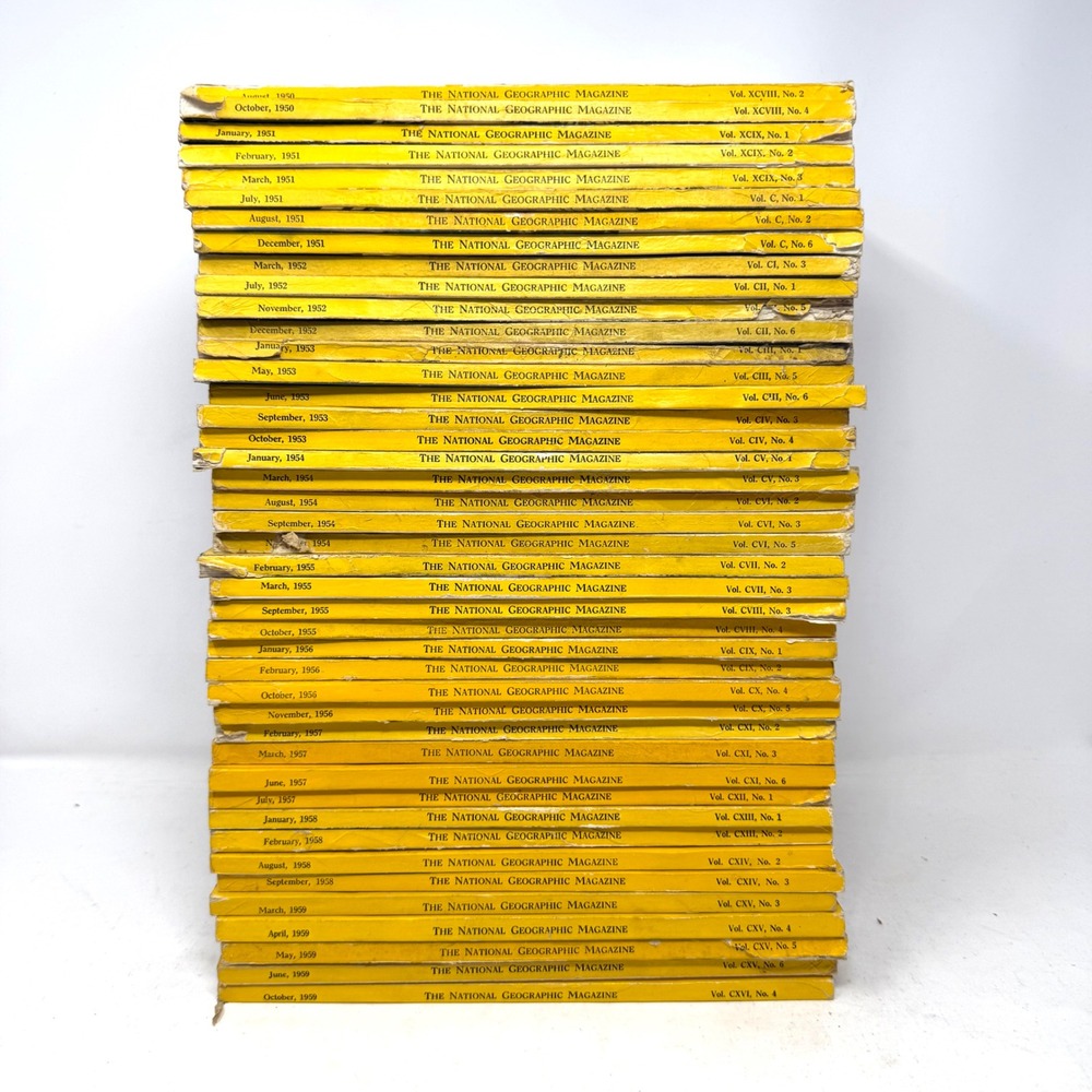 Vintage National Geographic Magazine Lot 1950-1959 43 Issues Mid Century  VTG